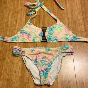 Victoria’s Secret PINK Blue, Pink, & Yellow Geometric Bikini Set